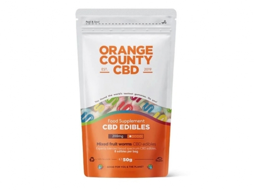 Orange'i maakonna CBD kummikommid ussid, 200 mg CBD 50 g